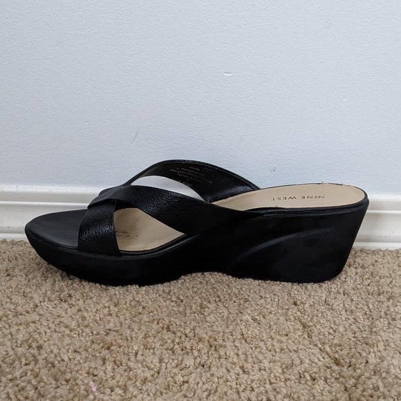 Nine West - Black "nwellie" Wedge Slip-on Sandal - Size 10 - Picture 4 of 9